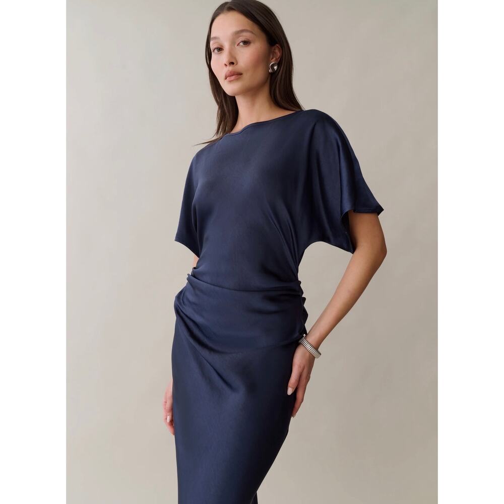 New O.P.T Wren navy blue gown Dress $272 size 4 - Picture 2 of 5